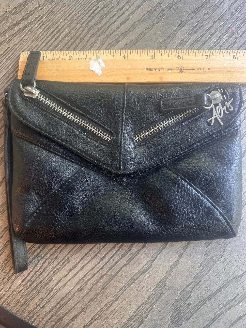 Vintage Y2K Aeropostale Aero Black Faux Leather Envelope Wristlet Clutch Bag